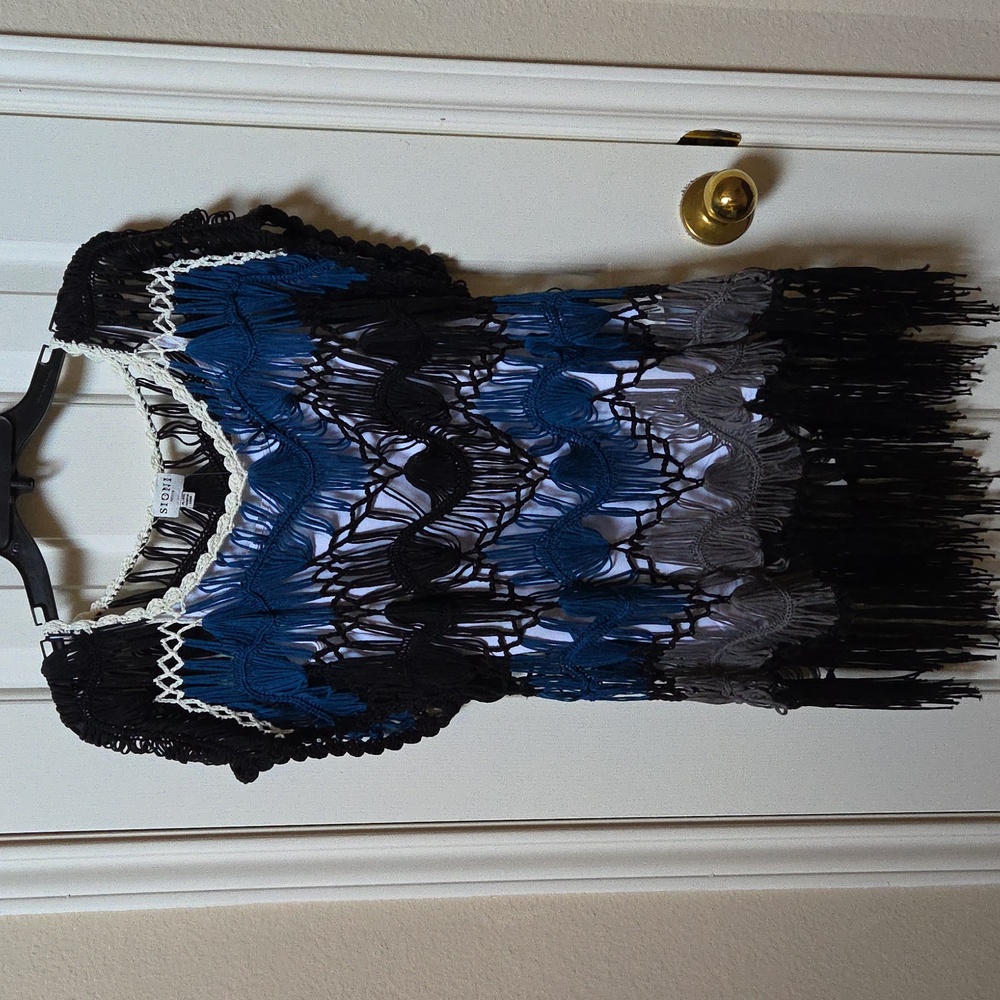 Unique Black and Blue Woven Top